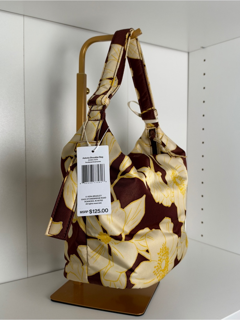 Vera Bradley Hadley Shoulder Bag Brown Floral New with Tags